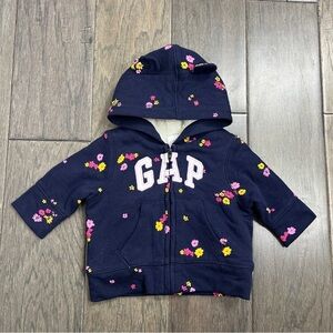 Baby GAP Floral Fleece Navy Hoodie